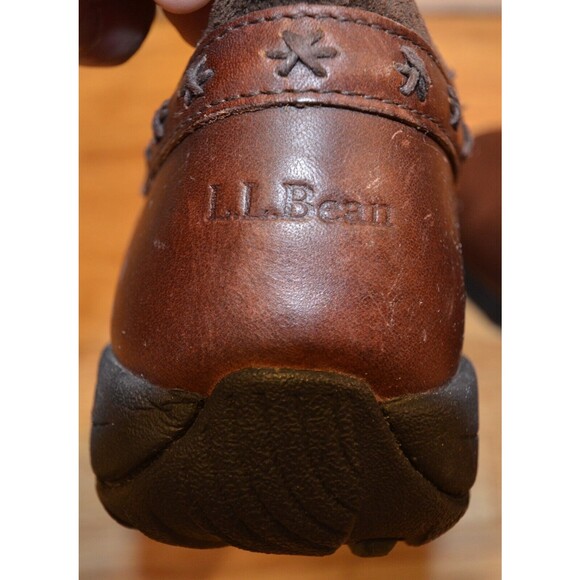 LL Bean Womens Brown Leather & Suede Shearling Lined Mid Calf Boots Cabin 6M - Picture 7 of 9